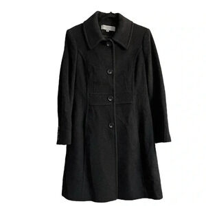 Anne Klein Wool Cashmere Blend Black Button-Up Coat, Women’s‎ Size 12